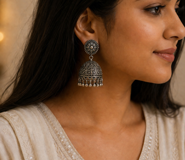 Oxidised Silver Jhumka
